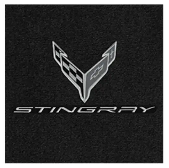 Same Day Shipping Lloyd Front Ultimat Trunk Mat, Black w/ Monochromatic Large C8 Corvette Flag Logo & "Stingray" :: 2020-2025 C8 Corvette