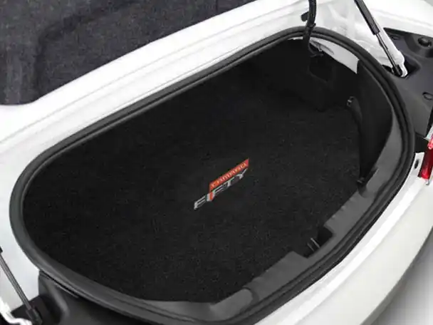 Factory Price Lloyd Ultimat Trunk Mat, Black Mat w/ "Camaro Fifty" Logo :: 2016-2024 Camaro Convertible