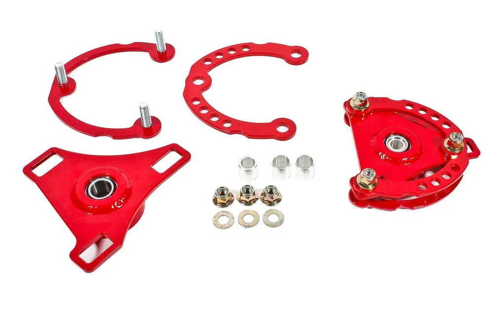 BMR Caster Camber Plates, Red :: 2015-2026 Ford Mustang Authentic