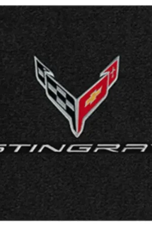 Must Have Lloyd 2pc Ultimat Floor Mat, Black w/ Silver Large C8 Corvette Flag Logo & "Stingray" :: 2020-2025 C8 Corvette