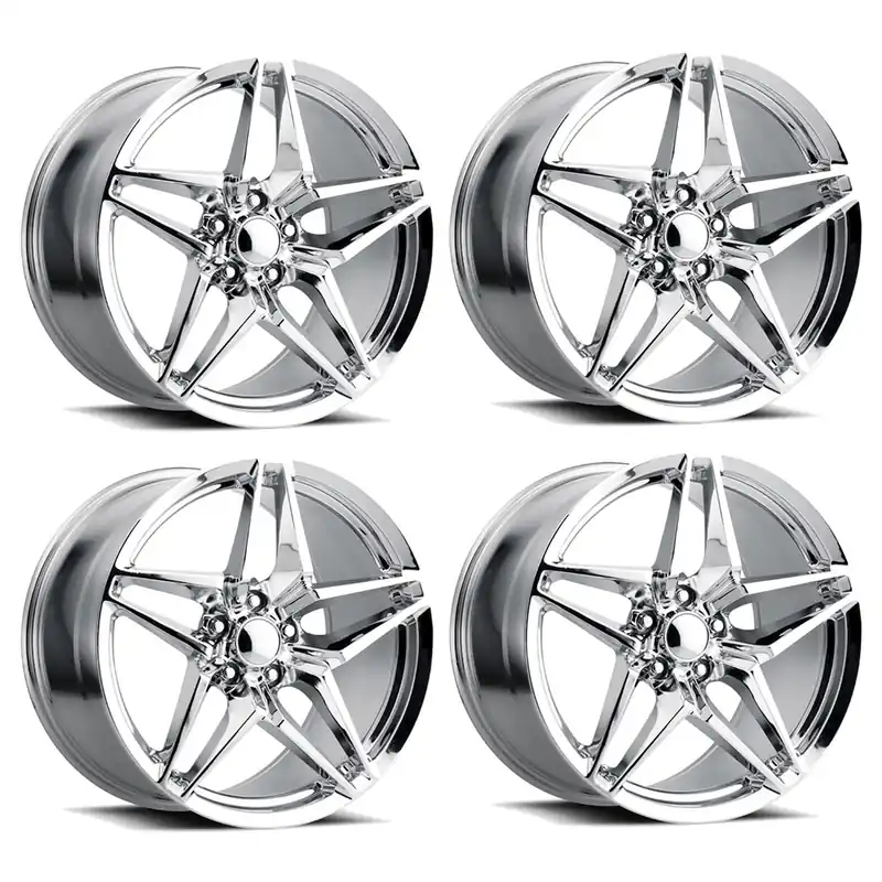 FR 29 C7 ZR1 Replica Wheel Set, Chrome, 19x10 & 20x12 :: 2006-2019 Corvette ZR1, Z06 & Grand Sport Luxury