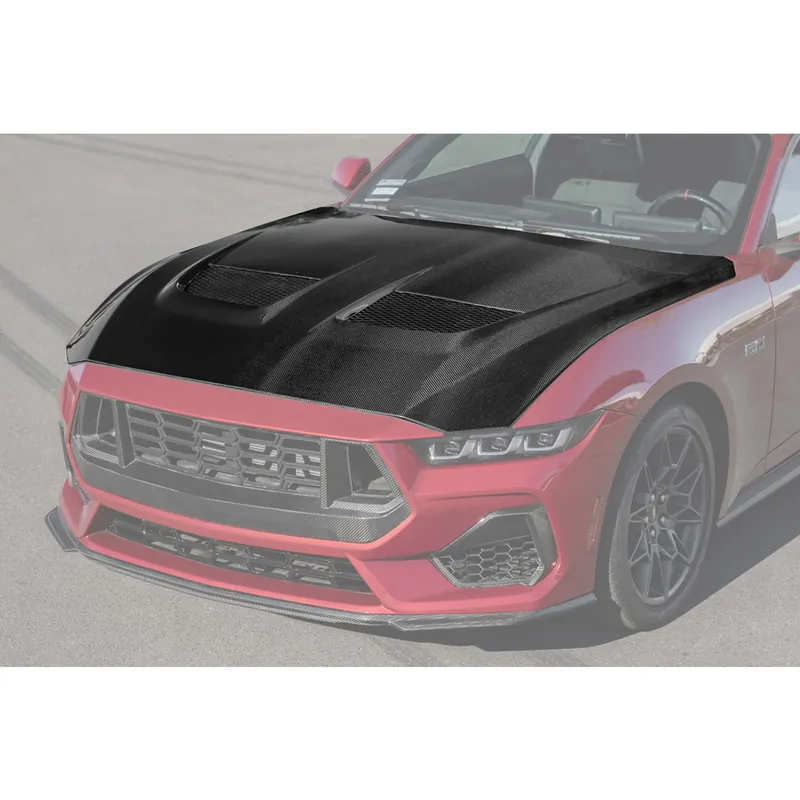 S650 Mustang GTD Style Vented Hood, Carbon Fiber :: 2024-2026 Ford Mustang High Quality