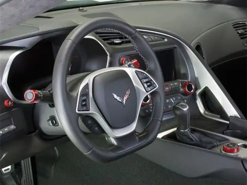 American Brother Designs Interior Knob Kit w/ Carbon Fiber Overlay, Color Options :: 2014-2019 C7 Corvette Stingray, Z06 Same Day Shipping