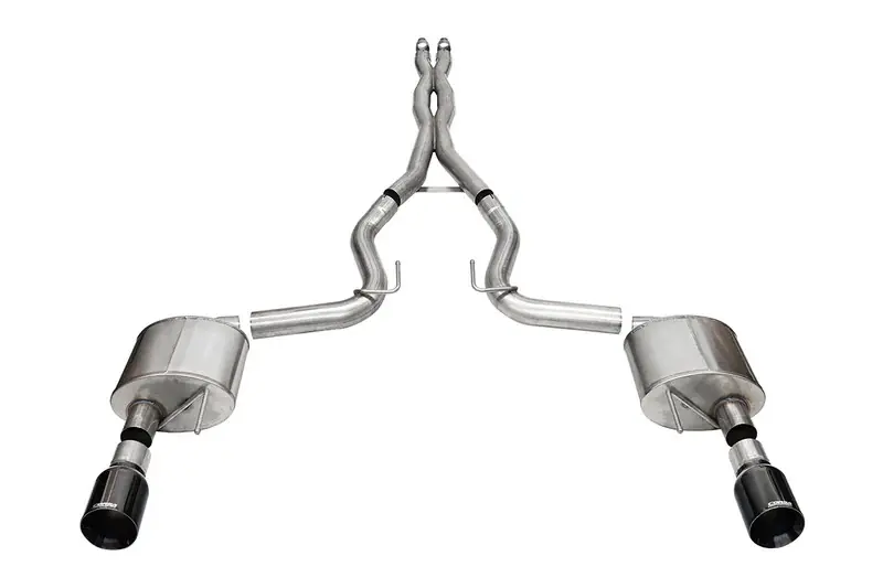 Bargain Corsa 3" Xtreme Cat-Back Exhaust w/ 4.5" Dual Black PVD Straight Cut Tips :: 2024-2026 Ford Mustang GT w/ Non-Active Exhaust