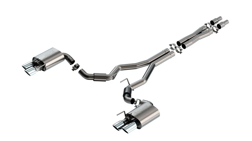 Borla 3" S-Type Cat-Back Exhaust System w/ 4" Quad Polished Tips :: 2024-2026 Ford Mustang GT w/ Active Exhaust Limited Edition