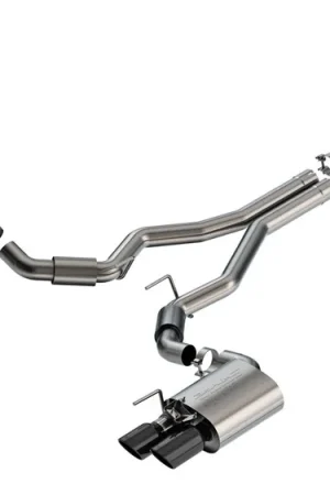Borla 3" S-Type Cat-Back Exhaust System w/ 4" Quad Black Chrome Tips :: 2024-2026 Ford Mustang GT w/ Active Exhaust Professional Grade