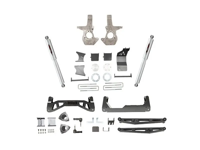 Belltech Lift Kit with Rear Trail Performance Shocks, 7" Front / 5" Rear :: 2014-2016.5 Silverado & GMC Sierra 1500 Extended or Crew Cab Popular
