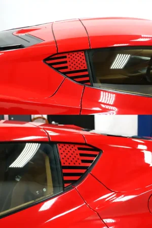 Fresh Stock Phastek Straight American Flag Side Window Decal, Various Colors :: 2020-2026 C8 Corvette Coupe