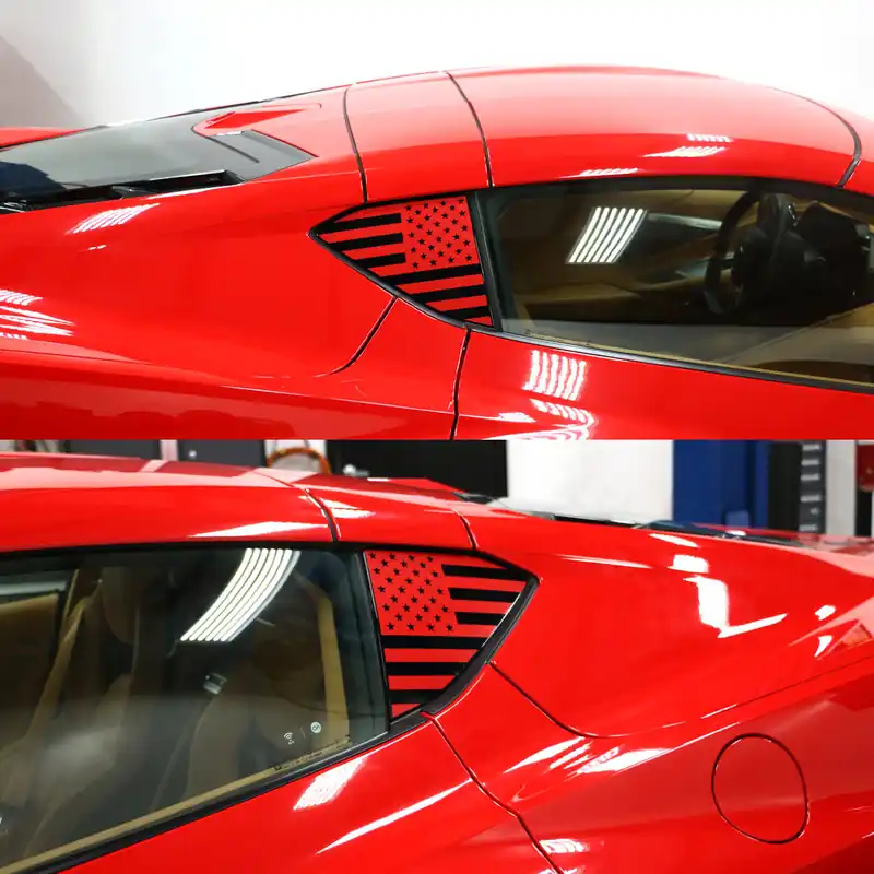Fresh Stock Phastek Straight American Flag Side Window Decal, Various Colors :: 2020-2026 C8 Corvette Coupe