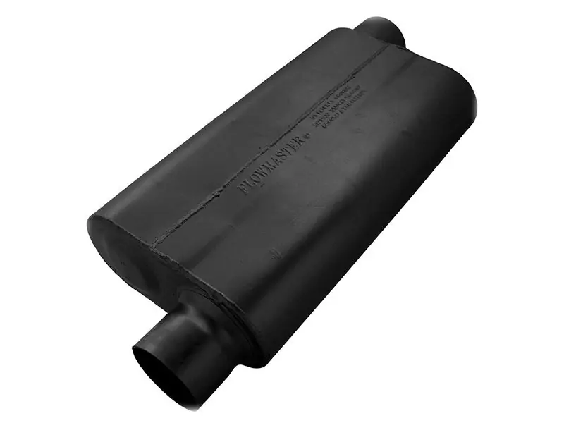 Flowmaster 4" x 9.75" x 17" Oval 50 Series Delta Flow Chambered Muffler, 3" Offset/Offset :: 2014-2025 Silverado & GMC Sierra 1500 Authentic