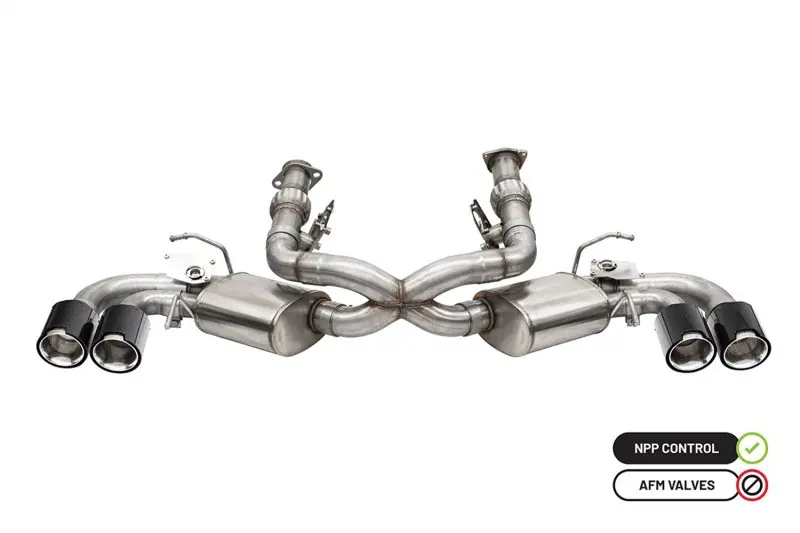 Corsa 3.0" Cat-Back Exhaust, w/ Factory NPP, Twin 4.5" Carbon Fiber/Polished Tips, AFM Delete :: 2020-2026 C8 Corvette & E-Ray Special Offer