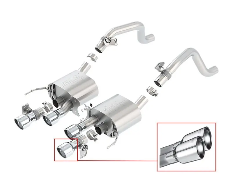 High Quality Borla ATAK 2.75" Axle-Back Exhaust System w/ 4.25" Quad Polished Tips :: 2014-2019 C7 Corvette, Grand Sport Automatic w/ AFM & NPP Valves