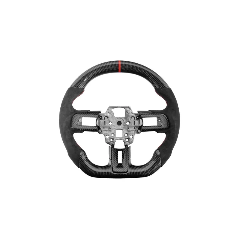 Luxury S550 Mustang Carbon Fiber Steering Wheel w/o Button Cover, Alcantara Grips :: 2018-2023 Ford Mustang