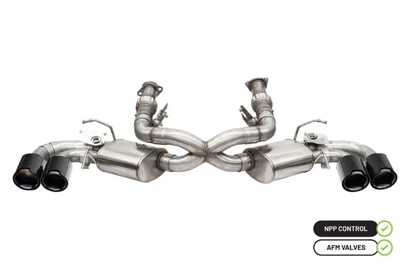 Same Day Shipping Corsa 3.0" Cat-Back Exhaust, w/ Factory NPP, Twin 4.5" Carbon Fiber/Black PVD Tips, w/ NPP and AFM :: 2020-2026 C8 Corvette & E-Ray