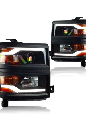 Winjet Projector Headlights, Black Housing, Black Trim, Clear Lens :: 2014-2015 Silverado 1500 Buy Online