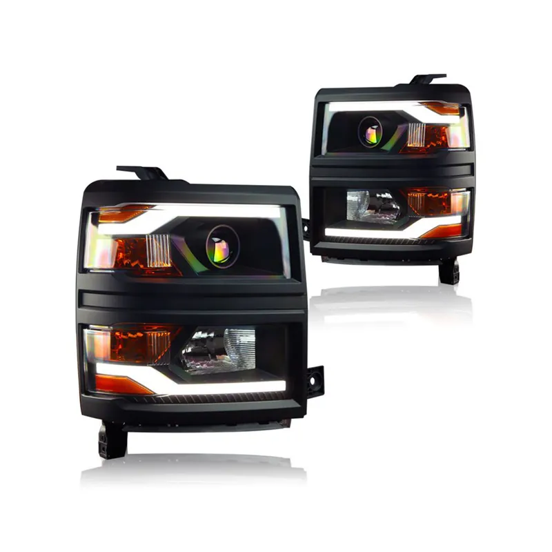 Winjet Projector Headlights, Black Housing, Black Trim, Clear Lens :: 2014-2015 Silverado 1500 Buy Online