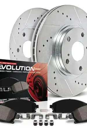 Affordable PowerStop Z23 Evolution Sport Front Brake Kit :: 2015-2023 Ford Mustang GT & Mach 1 w/ 6 Piston Front Calipers