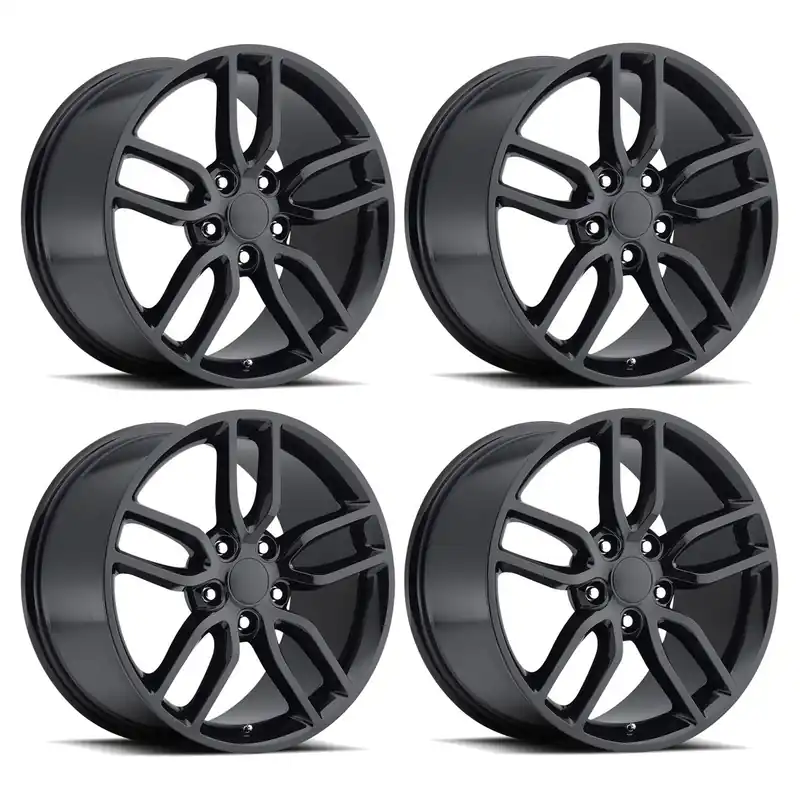 FR 26 Z51 Replica Wheel Set, Gloss Black, 19x8.5 & 20x10 :: 2005-2019 Corvette Stingray Free Returns