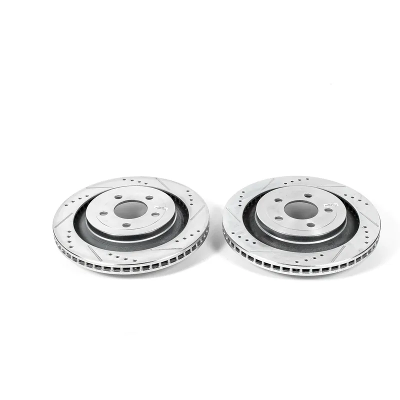 PowerStop Evolution Drilled, Slotted & Zinc Plated Front Rotors :: 2015-2023 Ford Mustang GT, EcoBoost & Mach 1 w/ 4 & 6 Piston Front Calipers Handmade