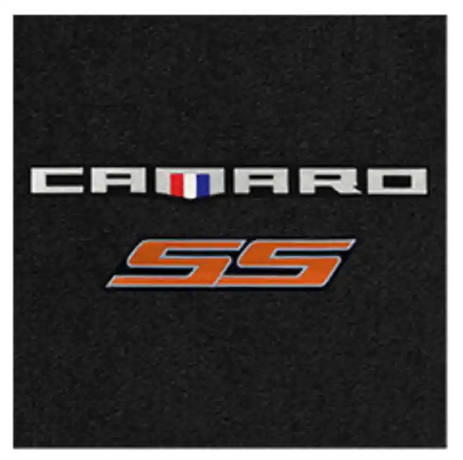 No Minimum Order Lloyd 4pc Front Ultimat Floor Mats, Black Mats w/ Orange Camaro SS Logo :: 2016-2024 Camaro