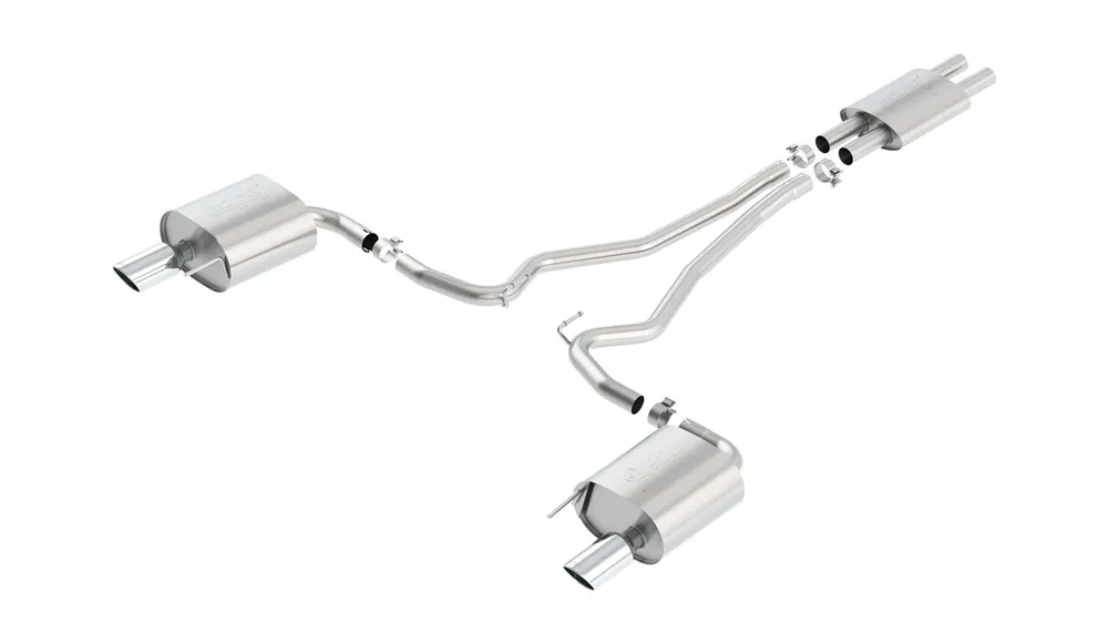Hassle-Free Returns Borla 2.25" ATAK Cat-Back Exhaust System w/ 4" Dual Polished Tips :: 2015-2017 Ford Mustang V6
