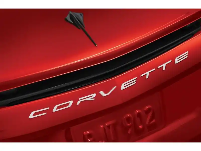 Chevrolet Script Rear Emblem, Arctic White :: 2020-2025 C8 Corvette Stingray Direct From Factory