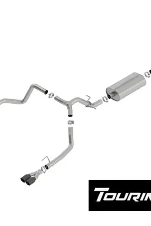 Borla 3" Touring Cat-Back Single Exhaust w/ Factory Rear Exit, 3.5" Quad Black Chrome Tips :: 2019-2026 Silverado & GMC Sierra 1500 5.3L Top Pick