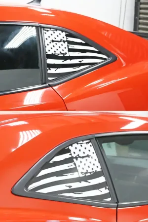 Phastek Distressed American Flag Quarter Window Decal, Various Colors :: 2010-2015 Camaro Order Now